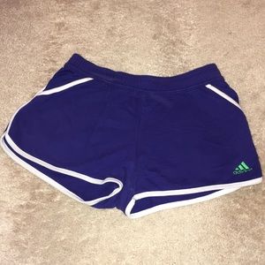 Purple Adidas shorts Med with pockets white trim